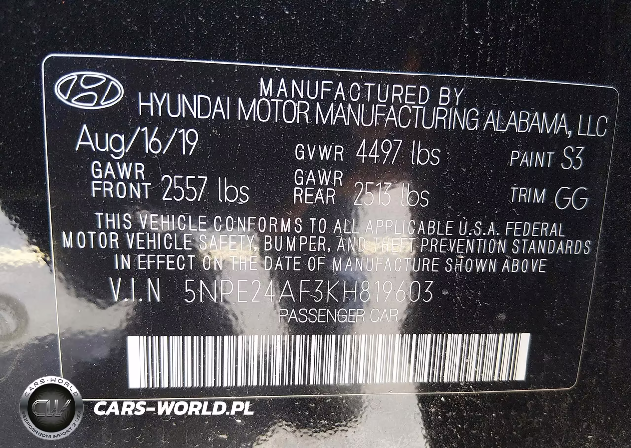 2019 HYUNDAI SONATA SE VIN:5NPE24AF3KH819603 - 9