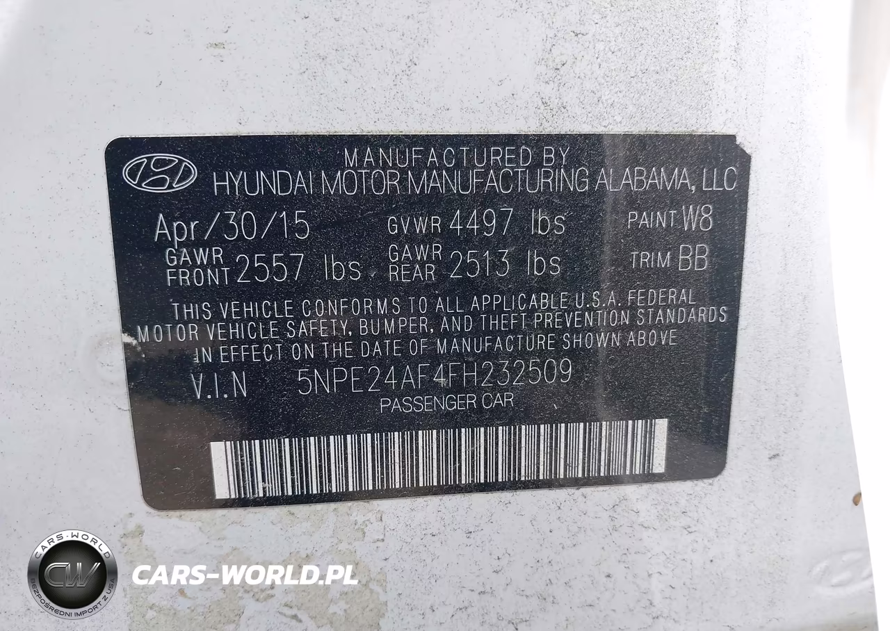 2015 Hyundai Sonata Se VIN:5NPE24AF4FH232509 - 9