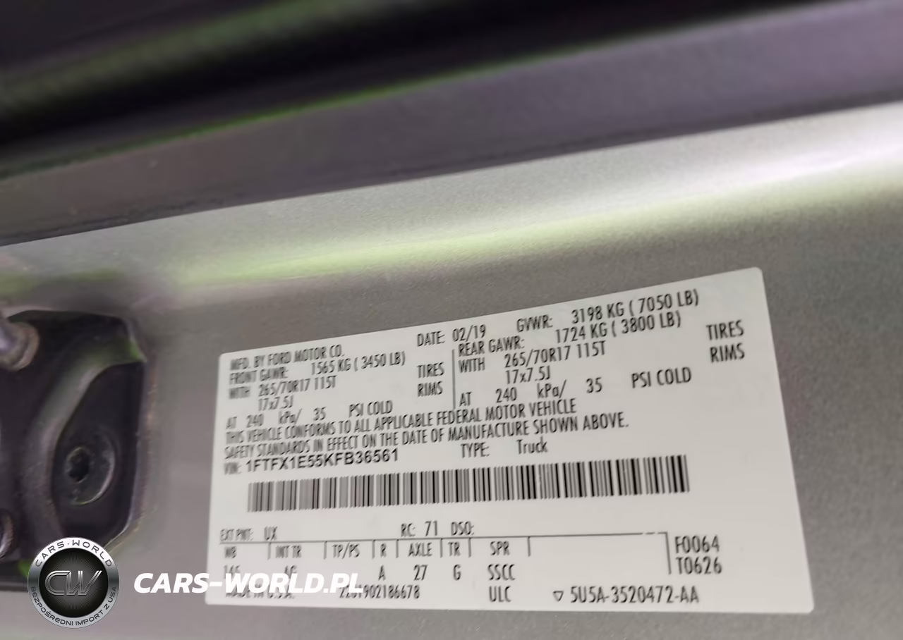 2019 Ford F-150 Xl VIN:1FTFX1E55KFB36561 - 9