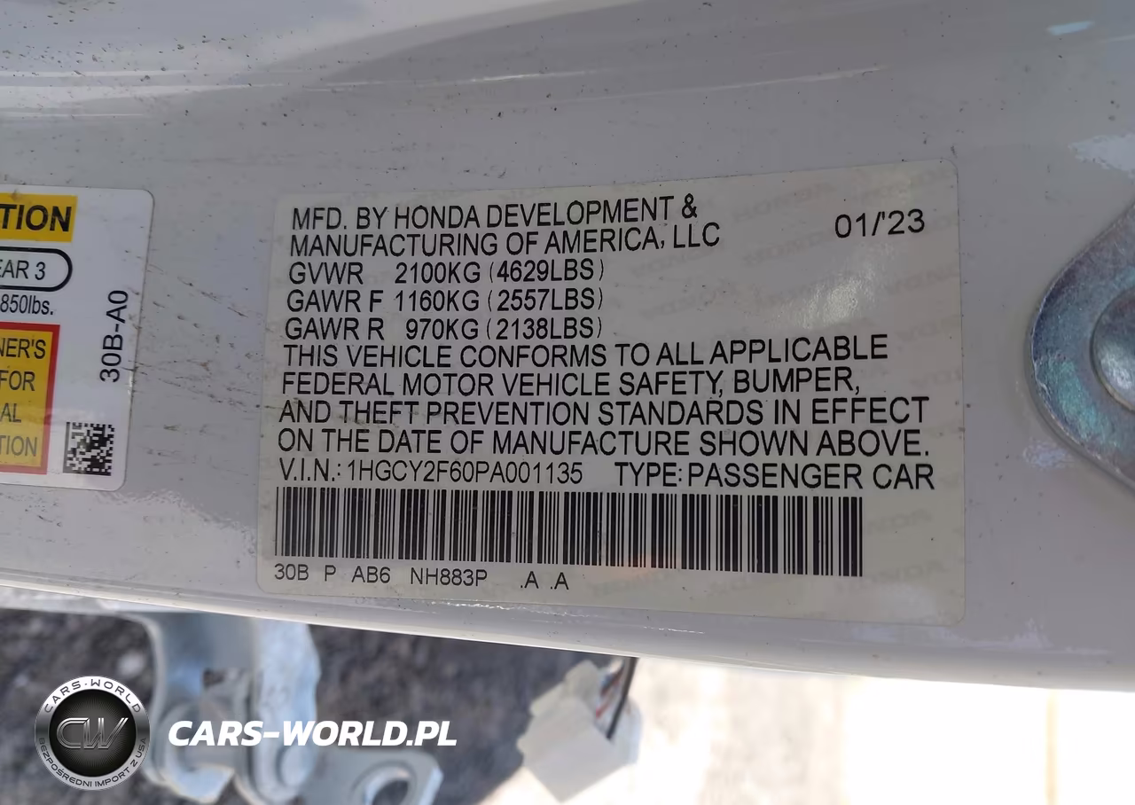2023 Honda Accord Hybrid Ex-L VIN:1HGCY2F60PA001135 - 9