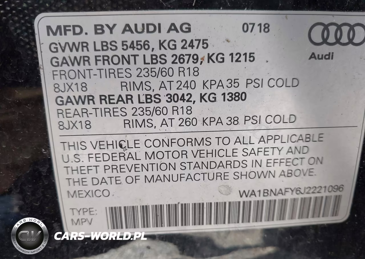 2018 Audi Q5 VIN:WA1BNAFY6J2221096 - 9