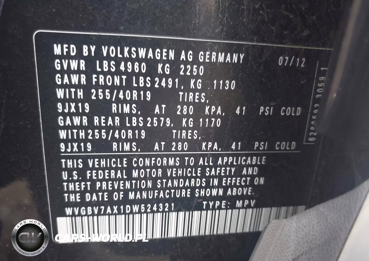 2013 Volkswagen Tiguan Sel VIN:WVGBV7AX1DW524321 - 9