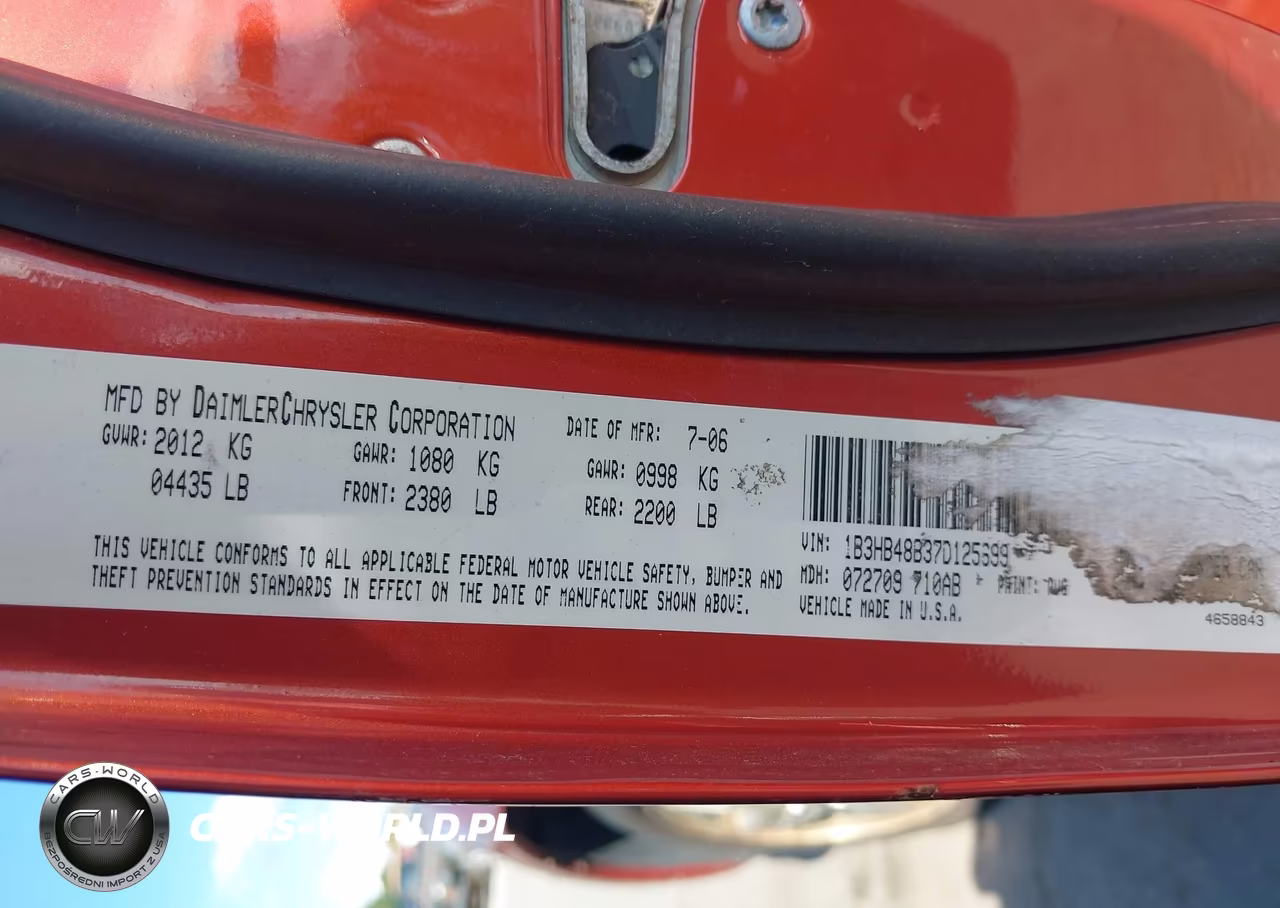2007 Dodge Caliber Sxt VIN:1B3HB48B37D125699 - 9