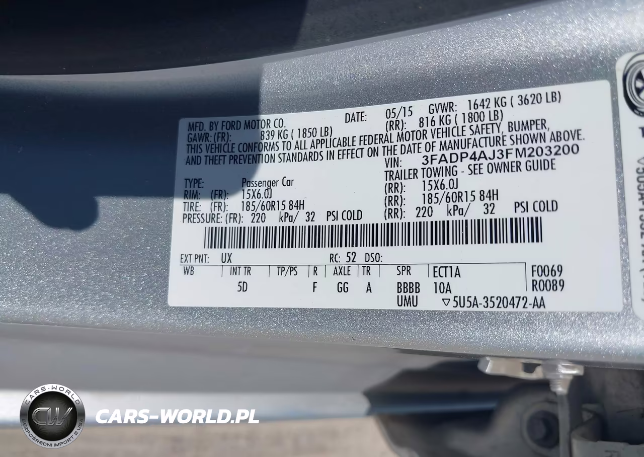 2015 Ford Fiesta S VIN:3FADP4AJ3FM203200 - 9
