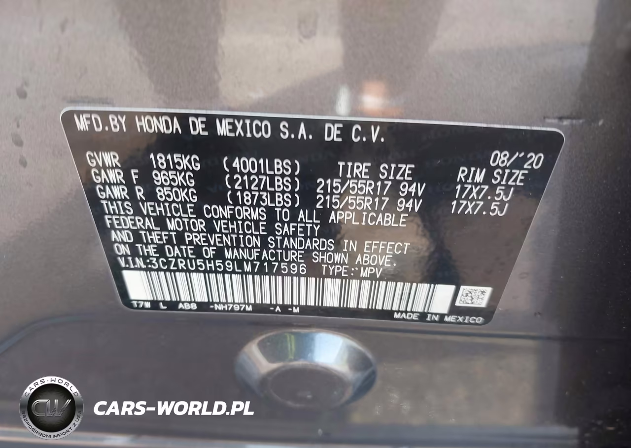 2020 Honda Hr-V 2Wd Ex VIN:3CZRU5H59LM717596 - 9