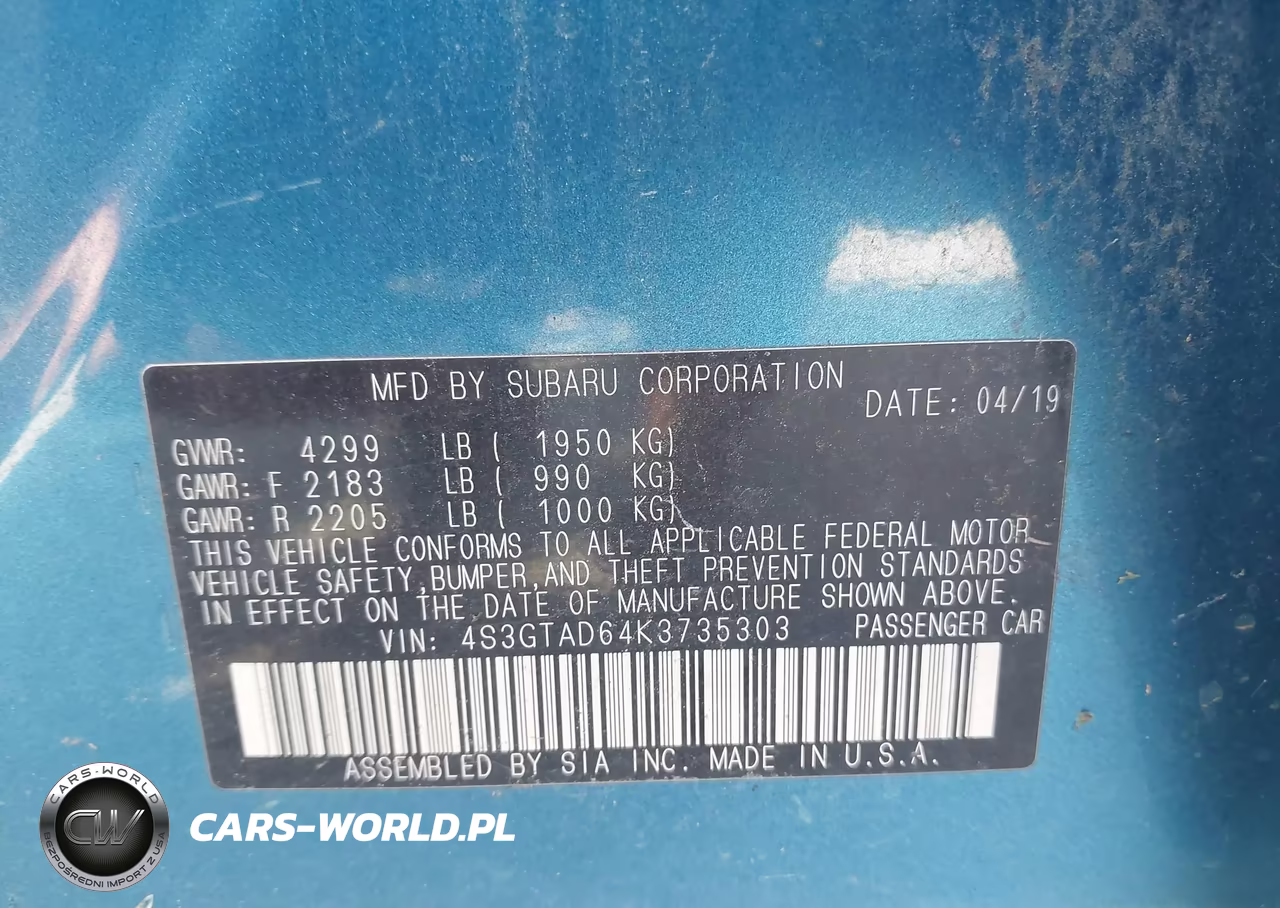 2019 Subaru Impreza 2.0I Premium VIN:4S3GTAD64K3735303 - 9