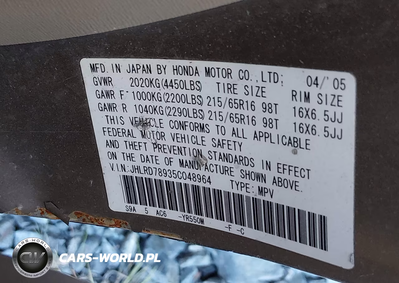 2005 Honda Cr-V Se VIN:JHLRD78935C048964 - 9