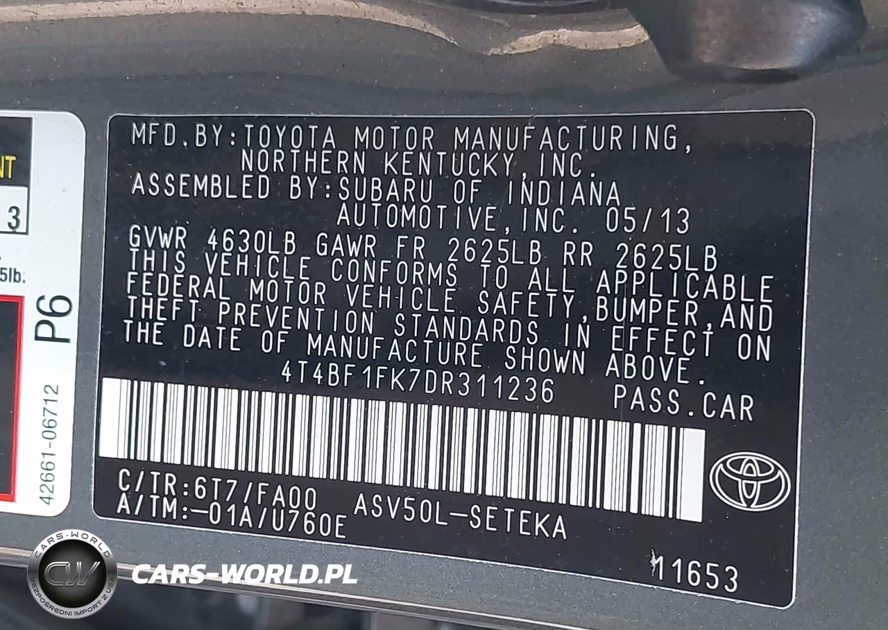2013 Toyota Camry L VIN:4T4BF1FK7DR311236 - 9
