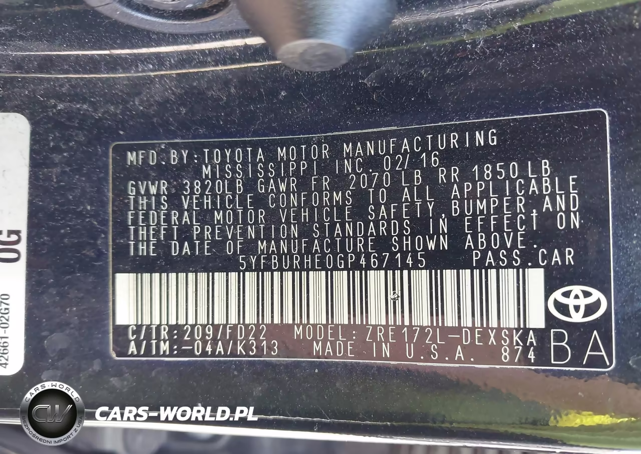 2016 Toyota Corolla S VIN:5YFBURHE0GP467145 - 9
