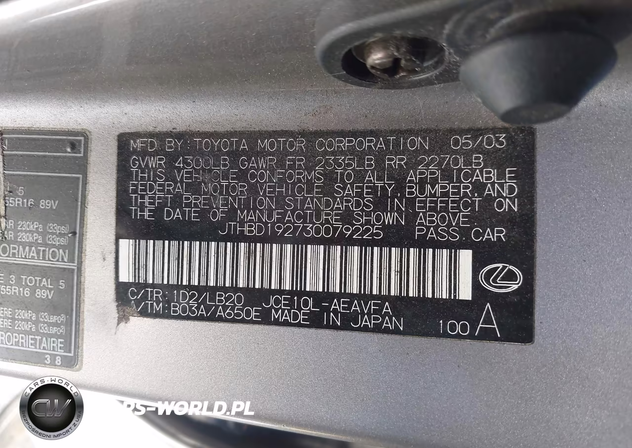 2003 Lexus Is 300 VIN:JTHBD192730079225 - 9