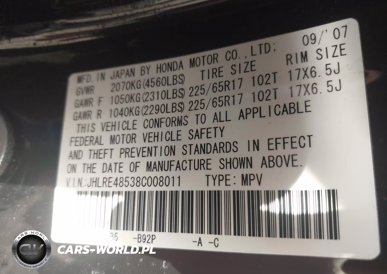 2008 Honda Cr-V Ex VIN:JHLRE48538C008011 - 9