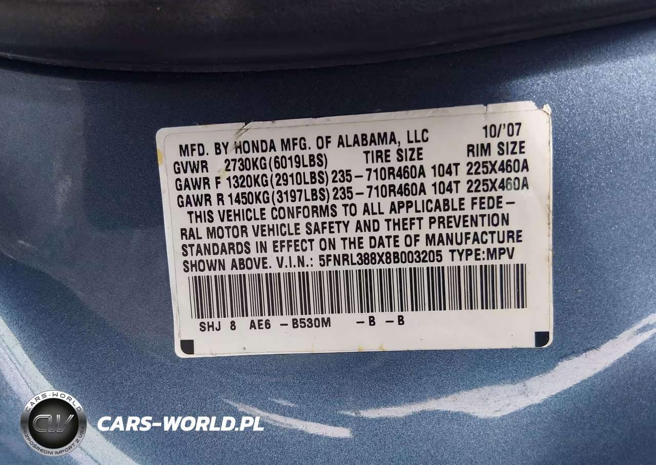 2008 Honda Odyssey Touring VIN:5FNRL388X8B003205 - 9