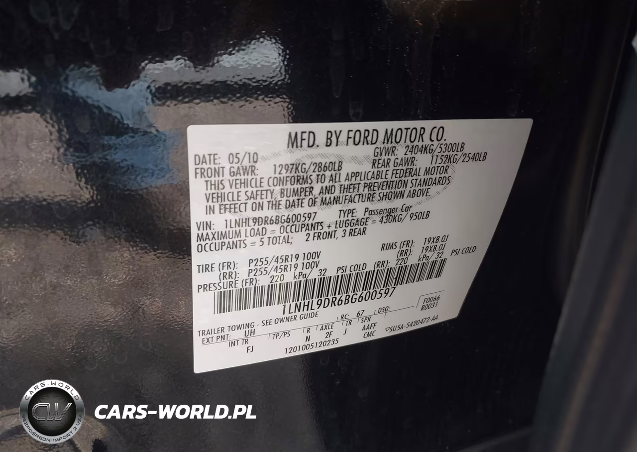 2011 Lincoln Mks VIN:1LNHL9DR6BG600597 - 9