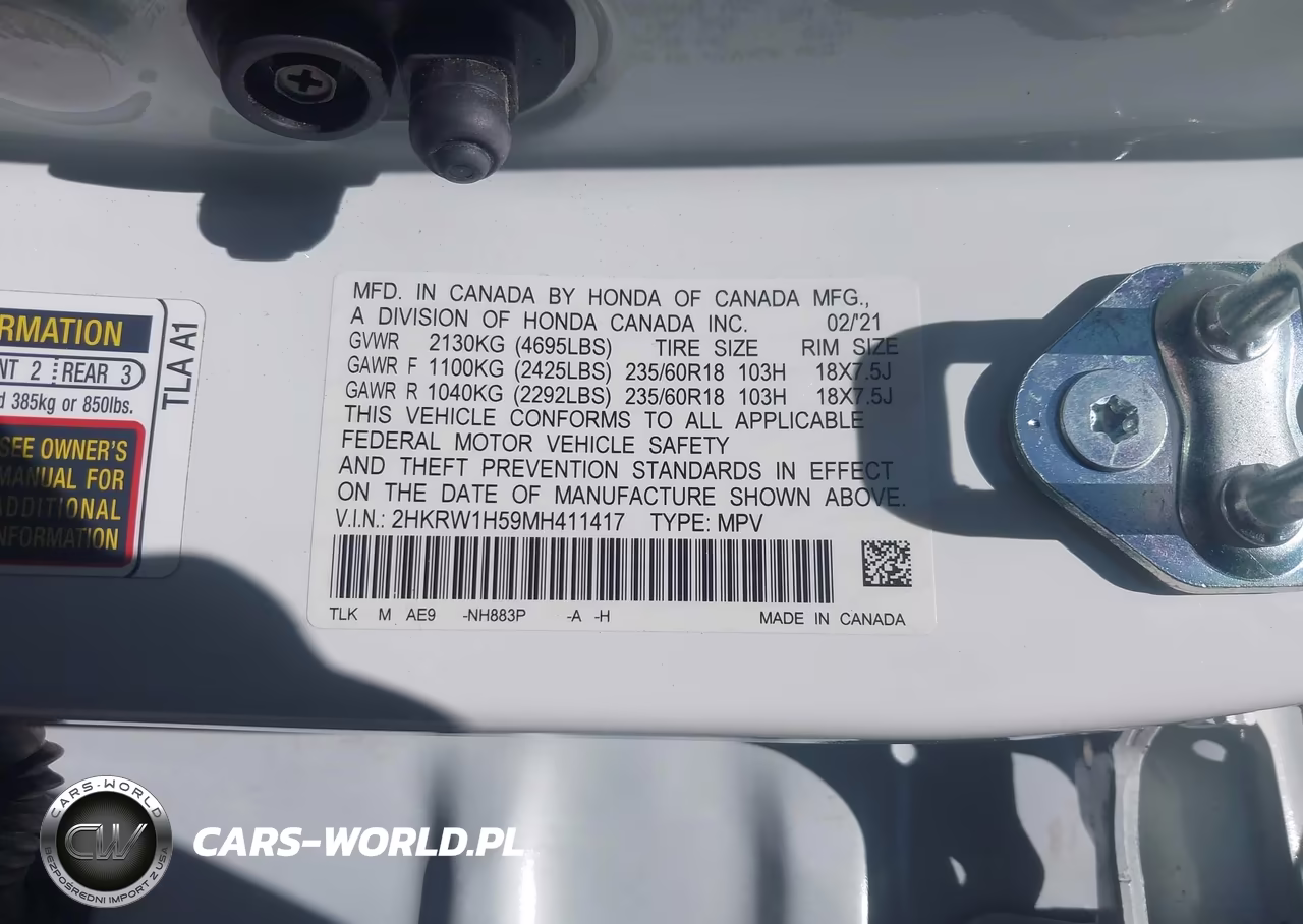2021 Honda Cr-V 2Wd Ex VIN:2HKRW1H59MH411417 - 9