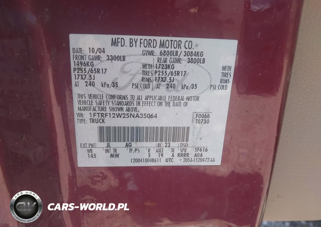 2005 Ford F-150 Stx-Xl-Xlt VIN:1FTRF12W25NA35064 - 9