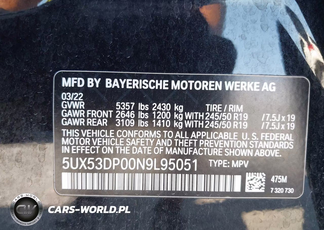2022 BMW X3 xDrive30I VIN:5UX53DP00N9L95051 - 9