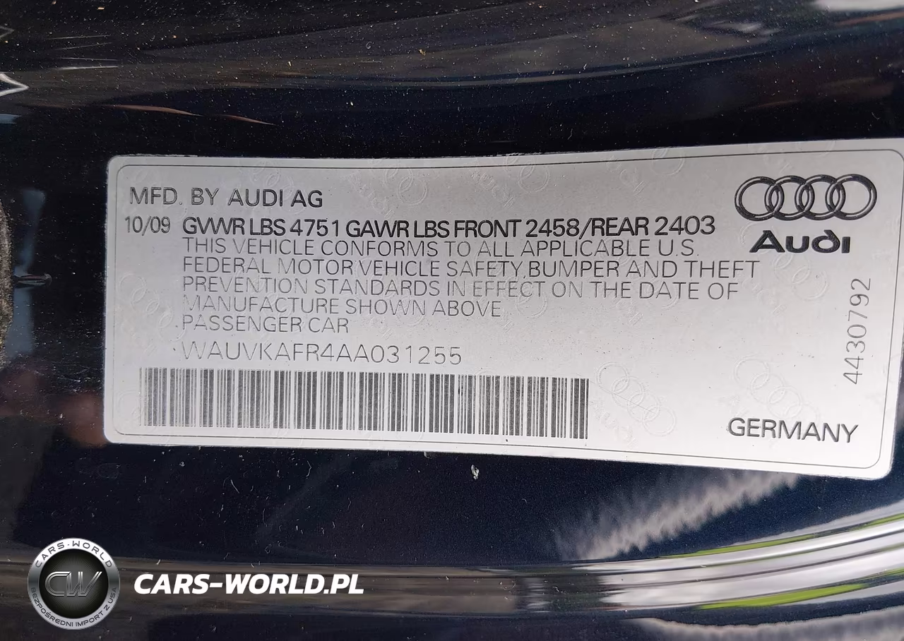 2010 Audi A5 3.2 Premium Plus VIN:WAUVKAFR4AA031255 - 9