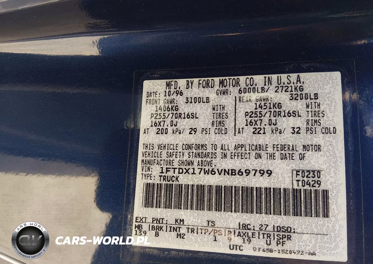 1997 Ford F-150 Standard Lariat-Standard-Xl-Xlt VIN:1FTDX17W6VNB69799 - 9