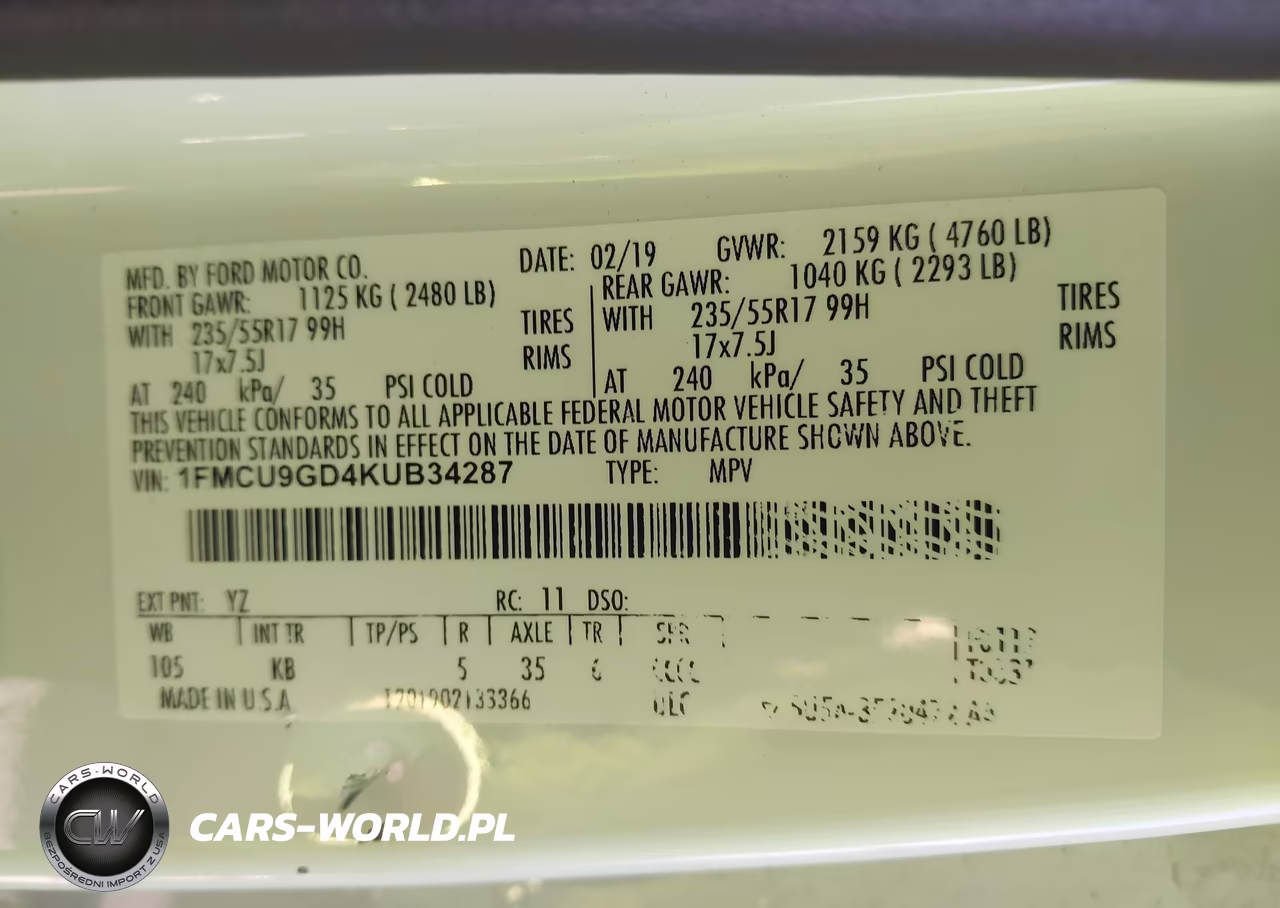 2019 Ford Escape Se VIN:1FMCU9GD4KUB34287 - 9