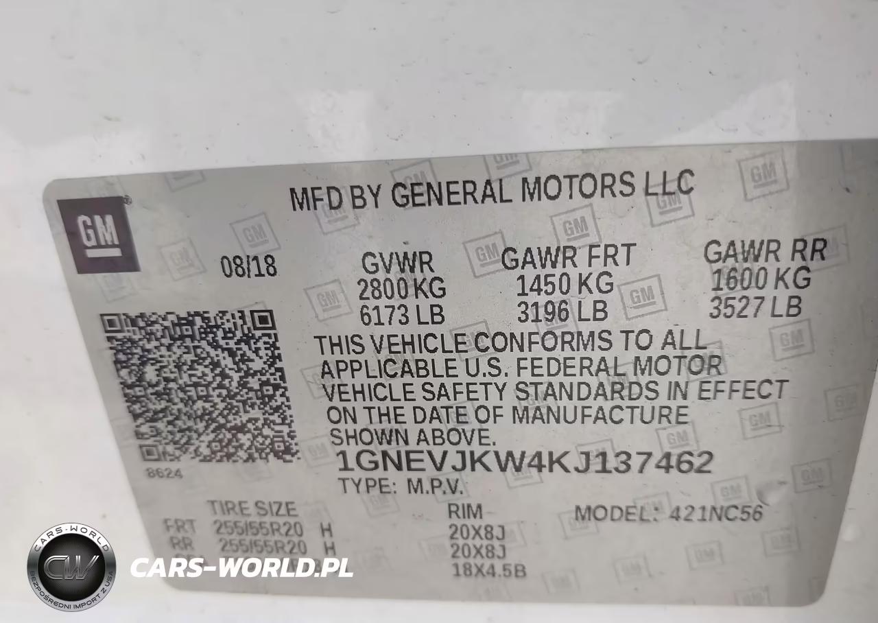 2019 Chevrolet Traverse Rs VIN:1GNEVJKW4KJ137462 - 9