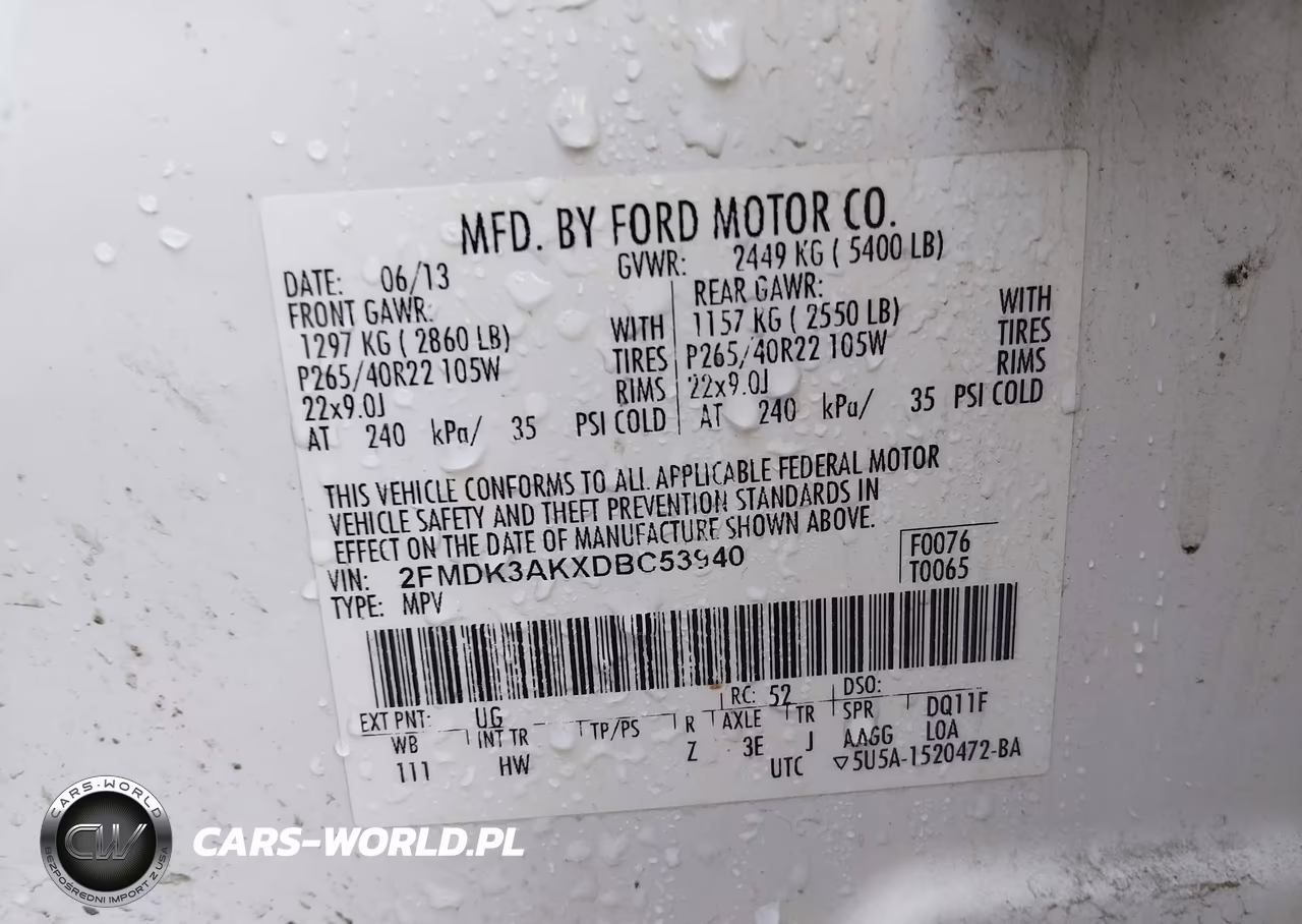 2013 Ford Edge Sport VIN:2FMDK3AKXDBC53940 - 9