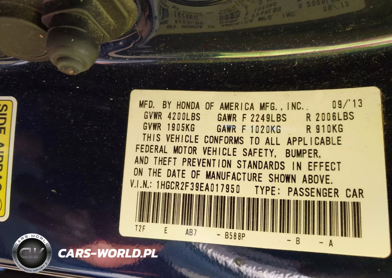 2014 Honda Accord Lx VIN:1HGCR2F39EA017950 - 9
