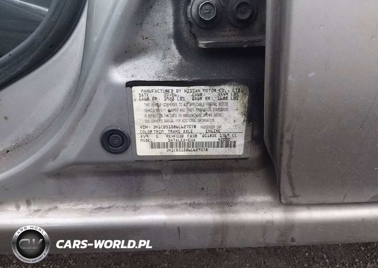 2006 Nissan Sentra 1.8S VIN:3N1CB51D86L627078 - 9