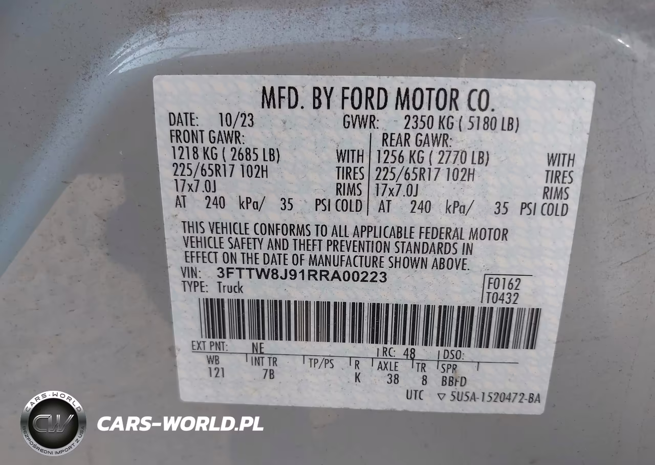 2024 Ford Maverick Xlt VIN:3FTTW8J91RRA00223 - 9