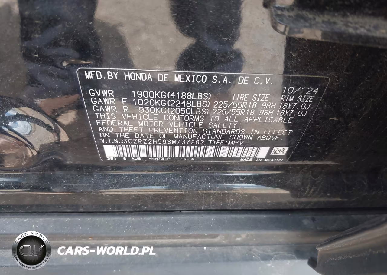 2025 Honda Hr-V Awd Sport VIN:3CZRZ2H59SM737202 - 9