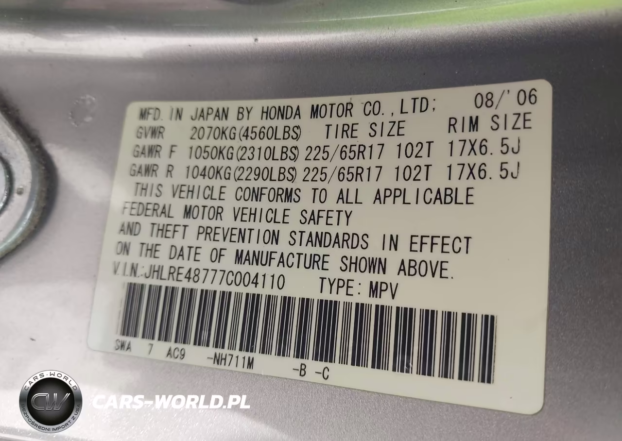 2007 Honda Cr-V Ex-L VIN:JHLRE48777C004110 - 9
