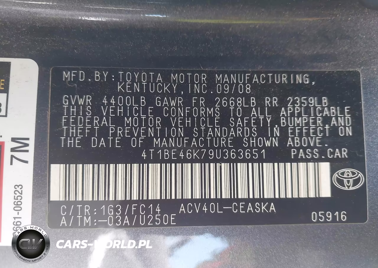 2009 Toyota Camry Se VIN:4T1BE46K79U363651 - 9