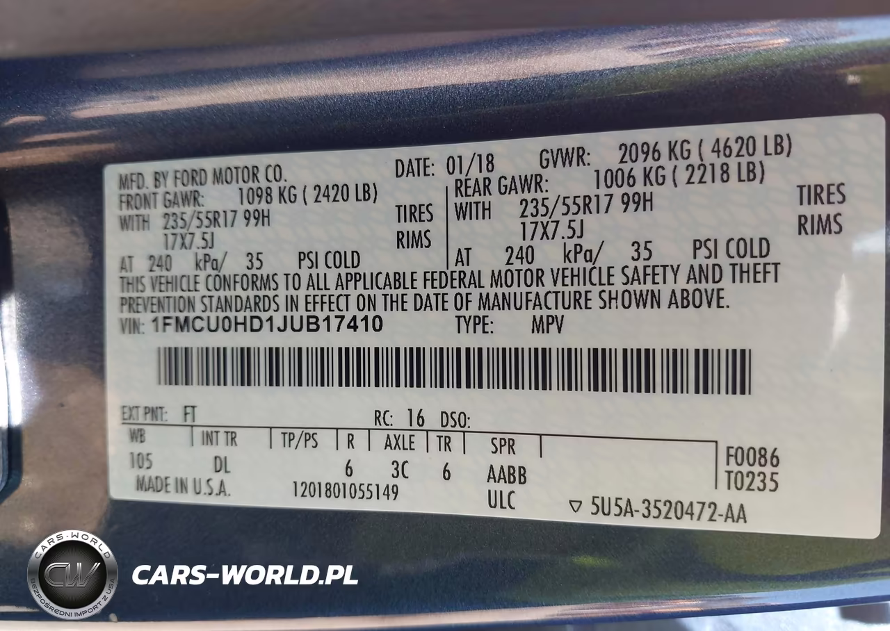 2018 Ford Escape Sel VIN:1FMCU0HD1JUB17410 - 9