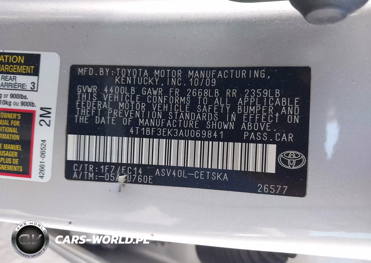 2010 Toyota Camry Se VIN:4T1BF3EK3AU069841 - 9
