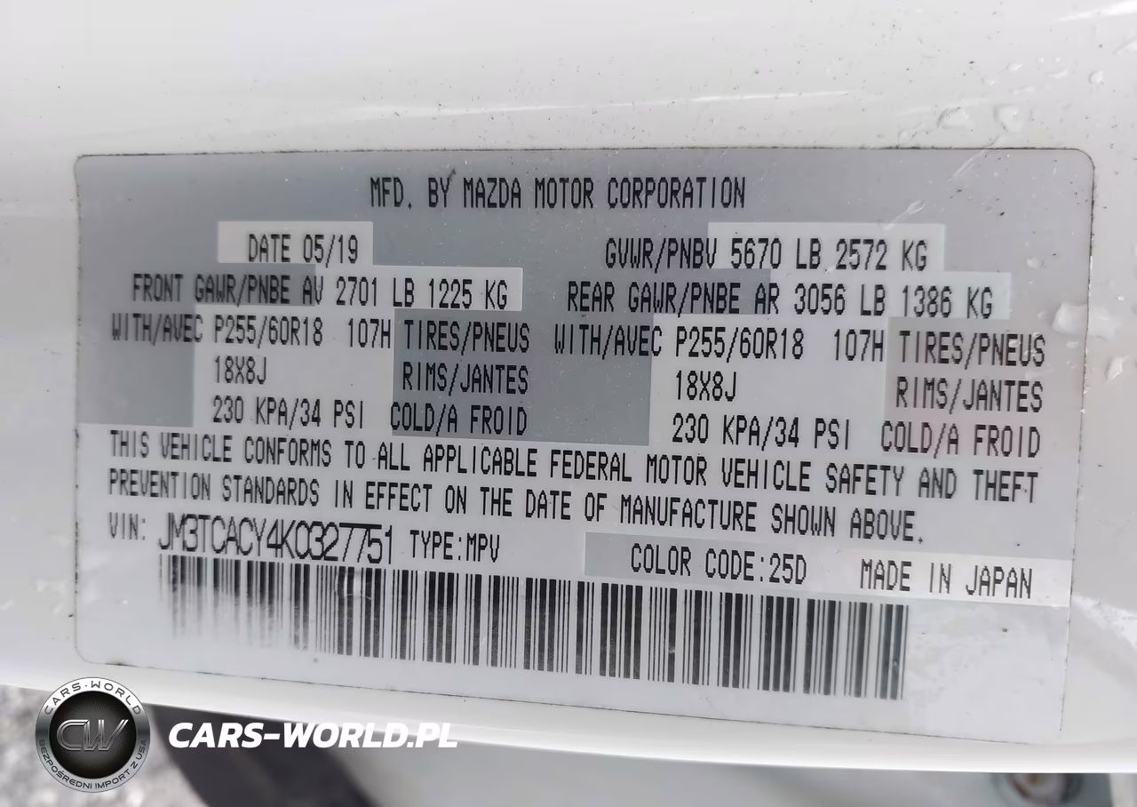 2019 Mazda Cx-9 Touring VIN:JM3TCACY4K0327751 - 9
