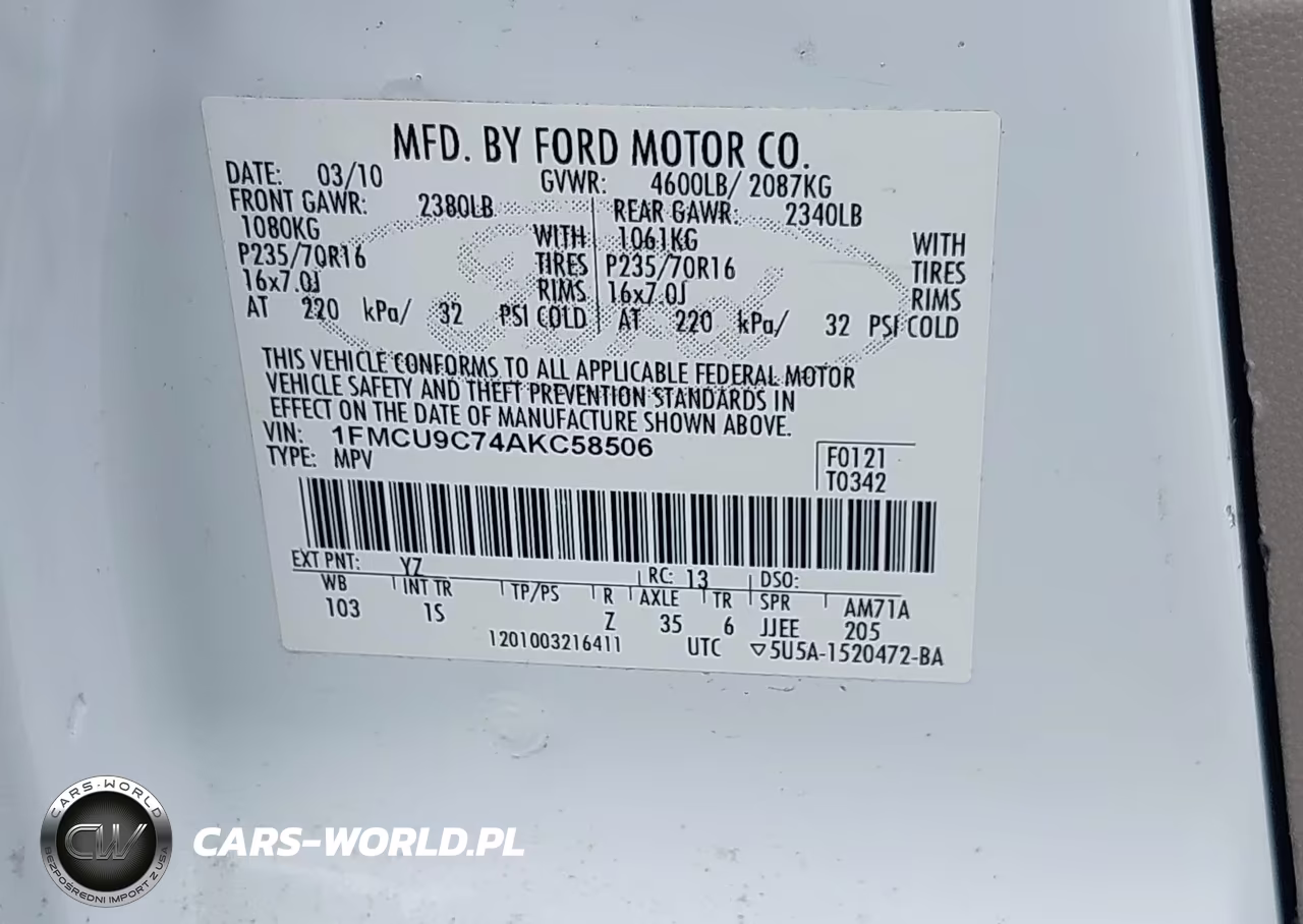 2010 Ford Escape Xls VIN:1FMCU9C74AKC58506 - 9
