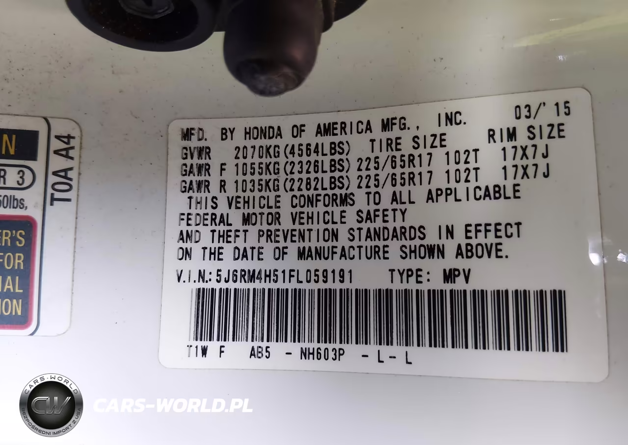 2015 Honda Cr-V Ex VIN:5J6RM4H51FL059191 - 9