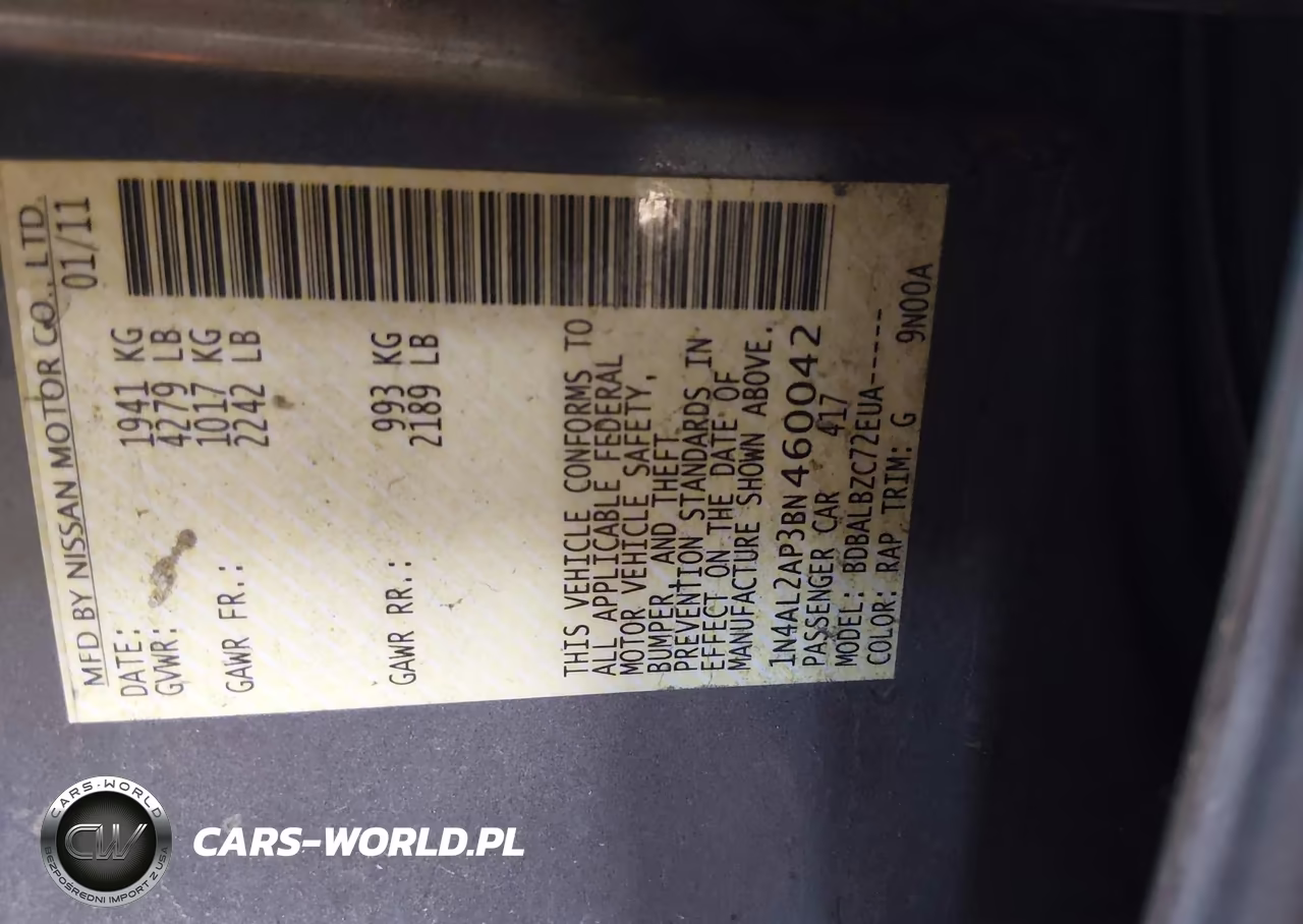 2011 Nissan Altima 2.5 S VIN:1N4AL2AP3BN460042 - 9