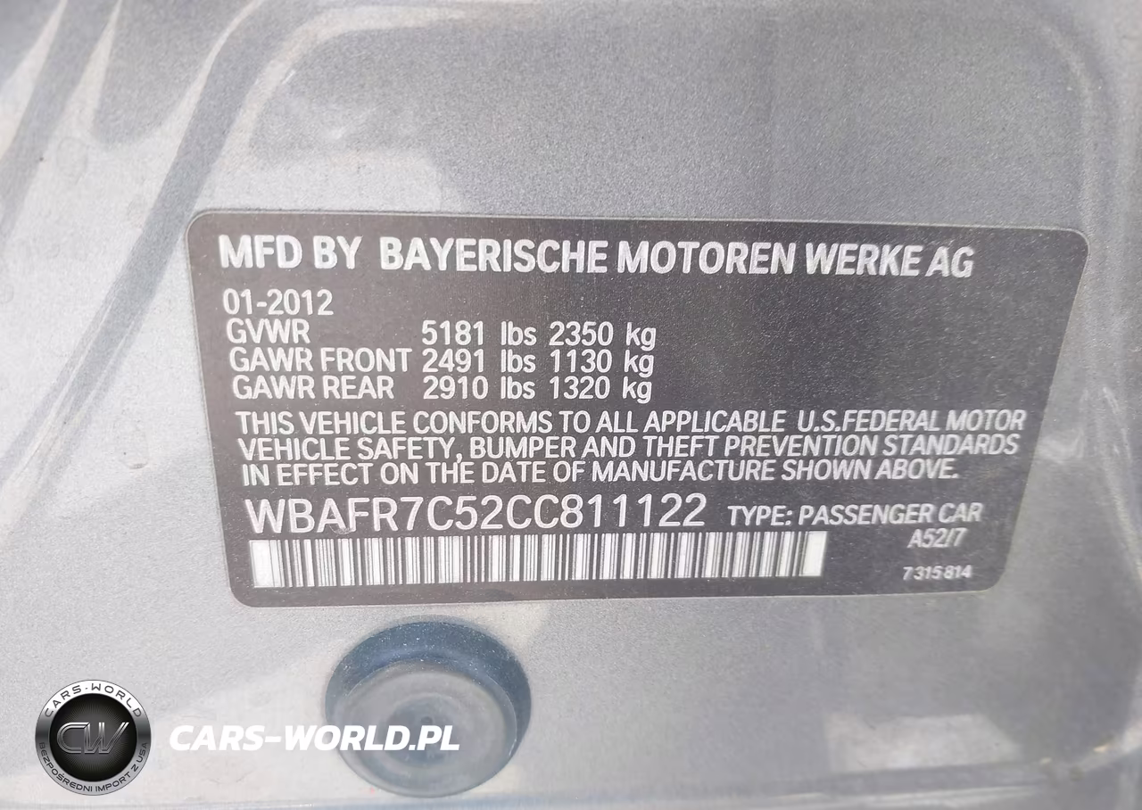 2012 BMW 535I VIN:WBAFR7C52CC811122 - 9