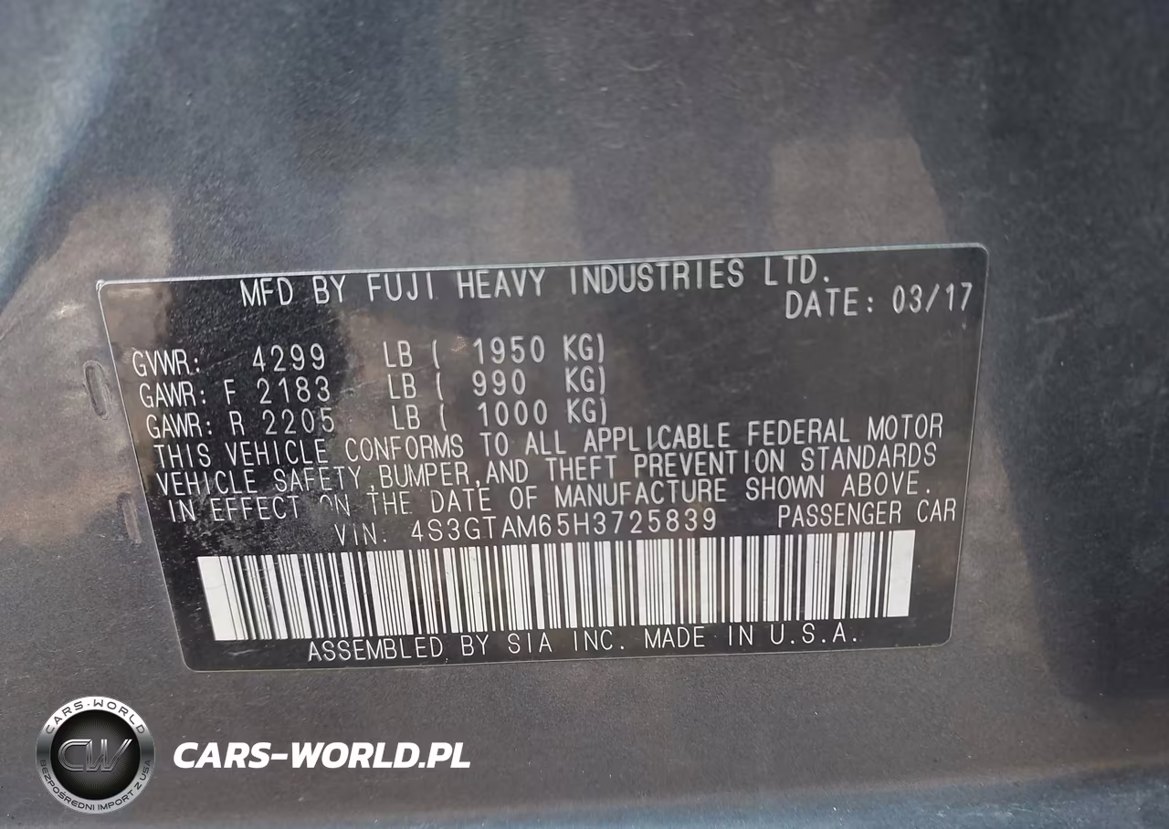2017 Subaru Impreza 2.0I Sport VIN:4S3GTAM65H3725839 - 9