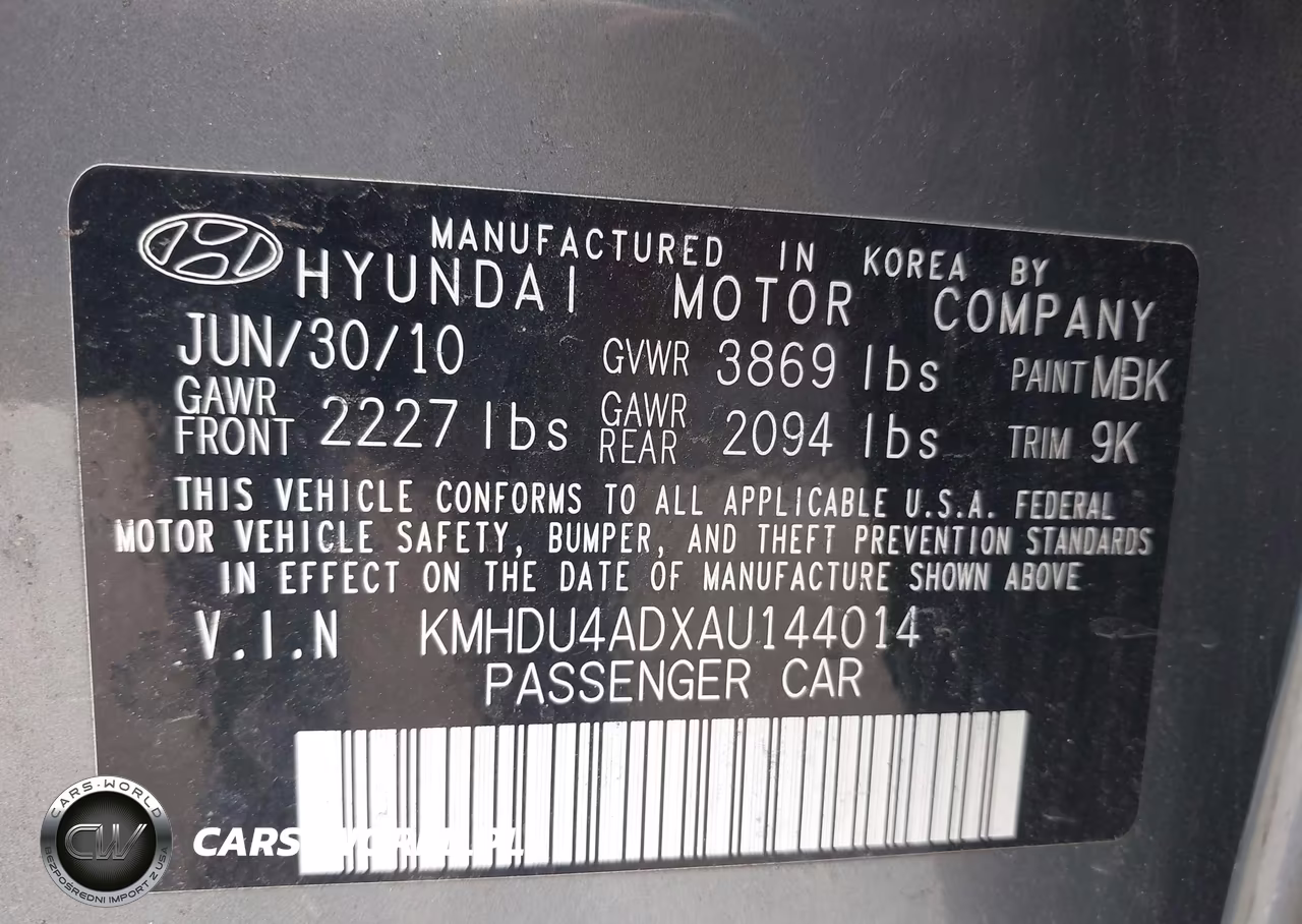2010 Hyundai Elantra Gls VIN:KMHDU4ADXAU144014 - 9