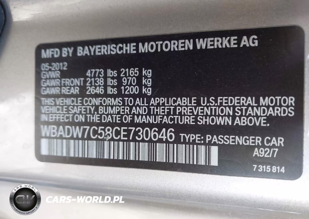 2012 BMW 328I VIN:WBADW7C58CE730646 - 9