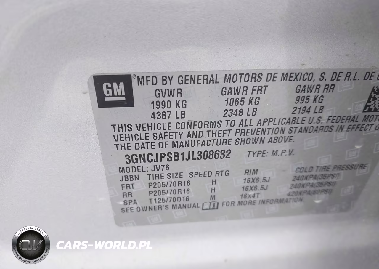 2018 Chevrolet Trax Lt VIN:3GNCJPSB1JL308632 - 9
