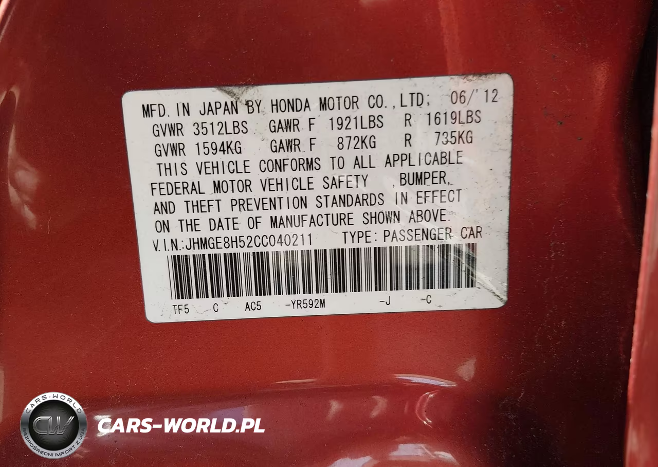 2012 Honda Fit Sport VIN:JHMGE8H52CC040211 - 9