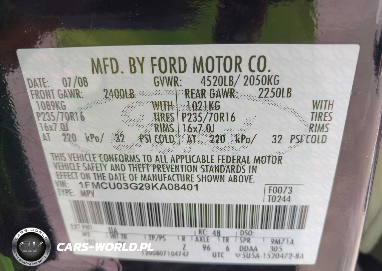 2009 Ford Escape Xlt VIN:1FMCU03G29KA08401 - 9