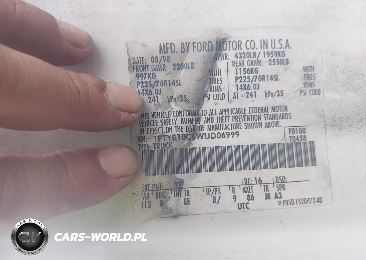 1998 Ford Ranger Splash-Xl-Xlt VIN:1FTYR10C6WUD06999 - 9