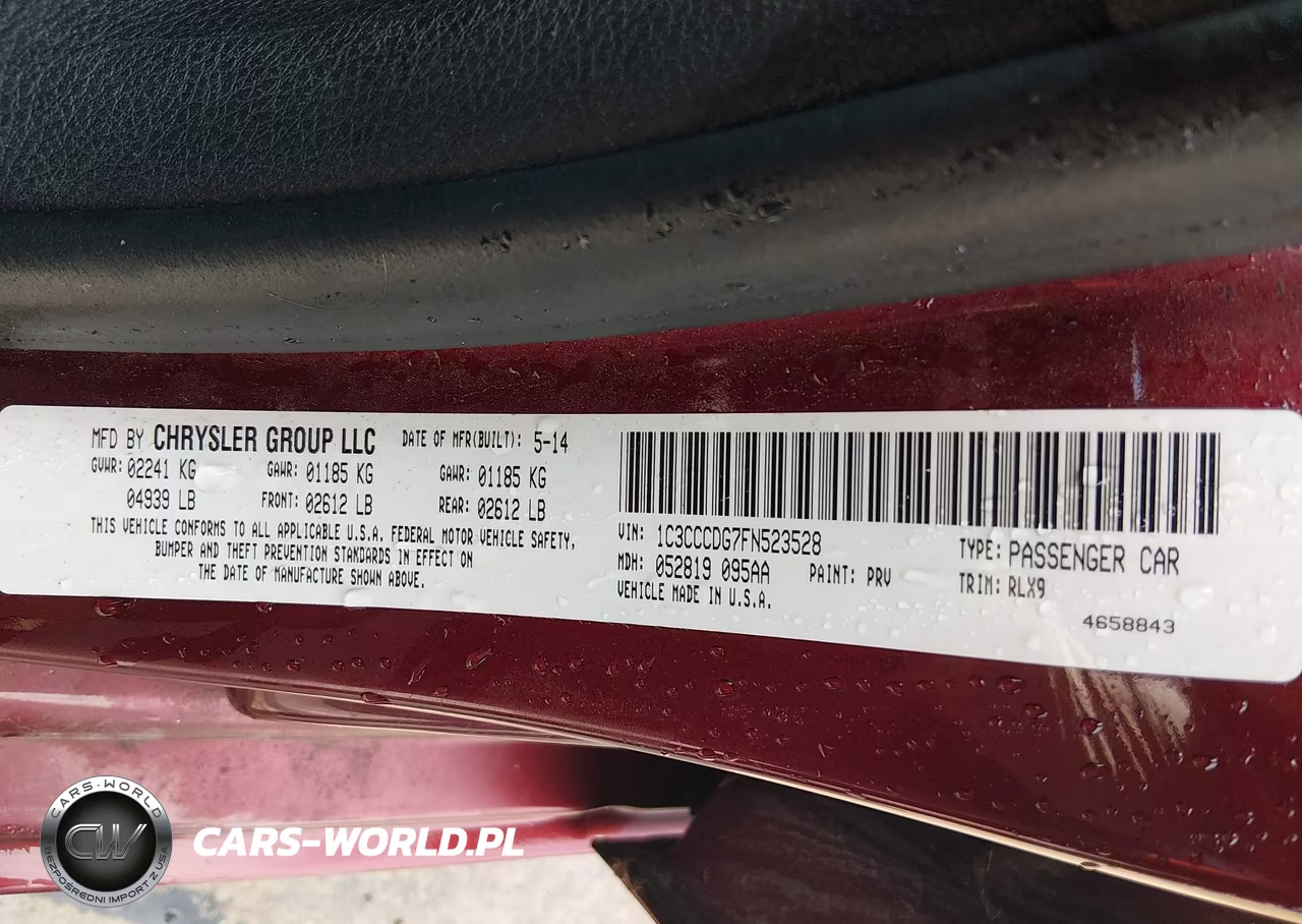 2015 Chrysler 200 S VIN:1C3CCCDG7FN523528 - 9