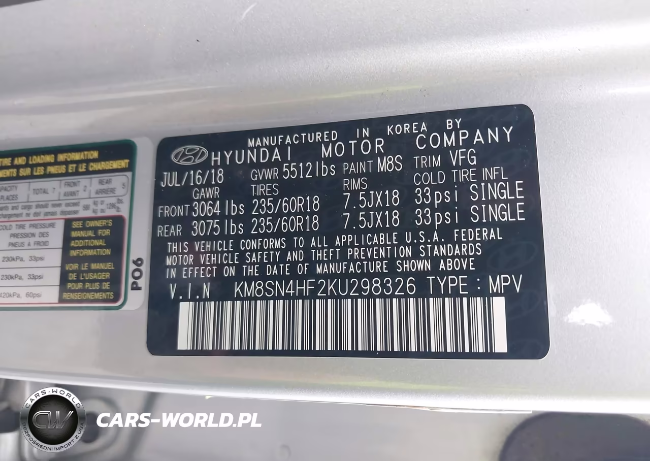 2019 Hyundai Santa Fe Xl Se VIN:KM8SN4HF2KU298326 - 9
