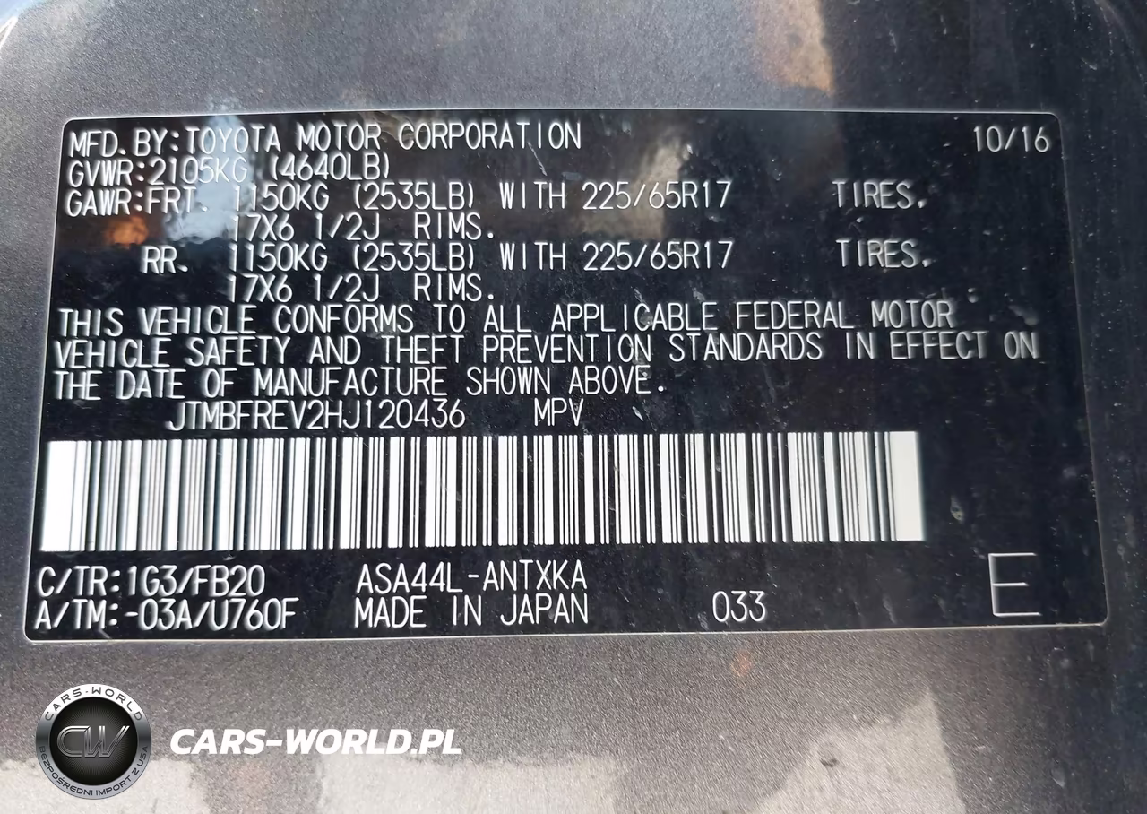 2017 Toyota Rav4 Le VIN:JTMBFREV2HJ120436 - 9