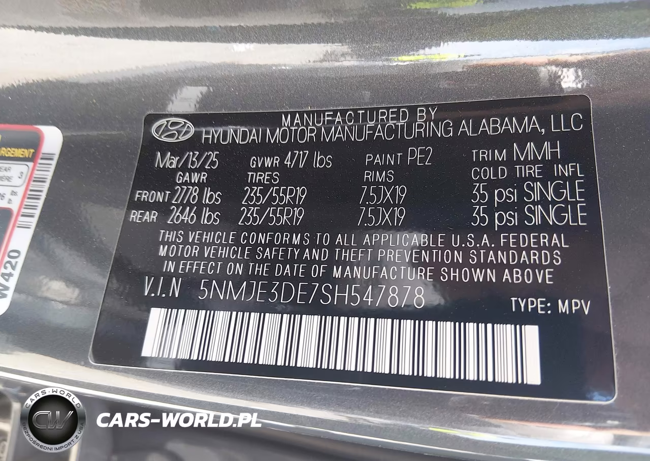 2025 Hyundai Tucson Limited VIN:5NMJE3DE7SH547878 - 9