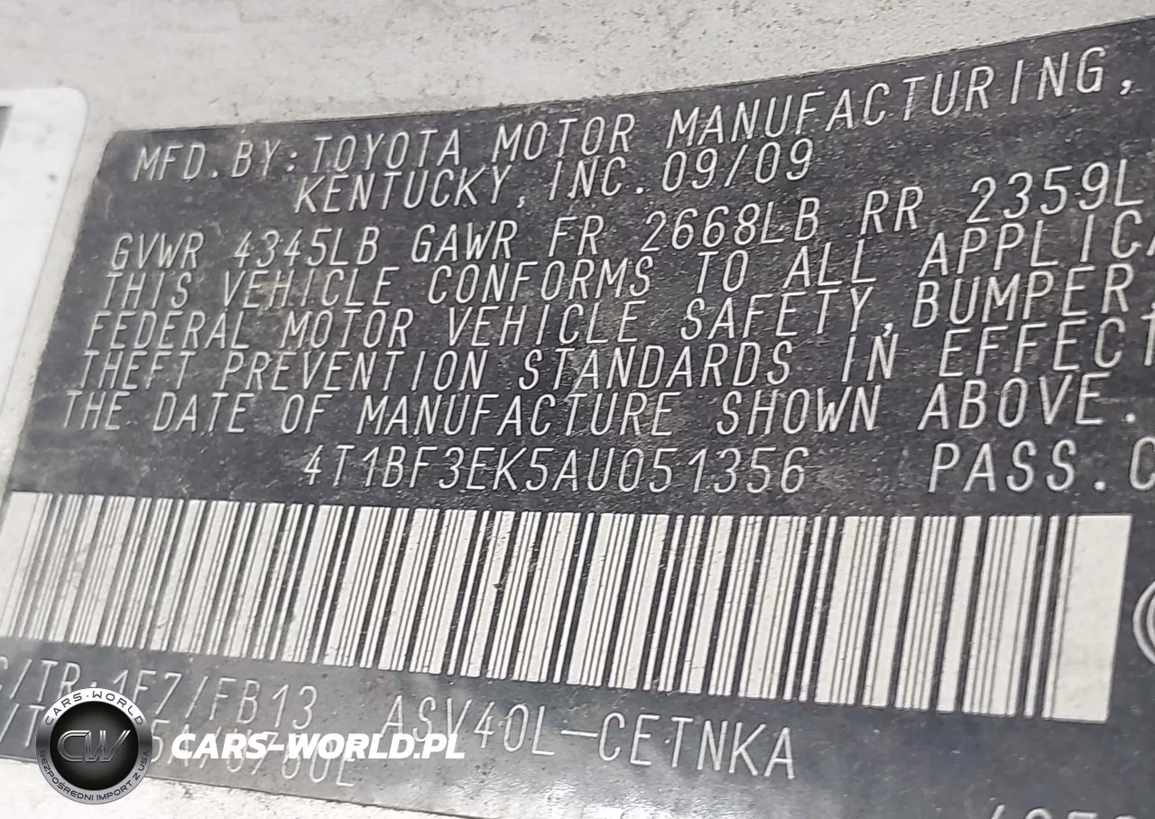 2010 Toyota Camry Le VIN:4T1BF3EK5AU051356 - 9